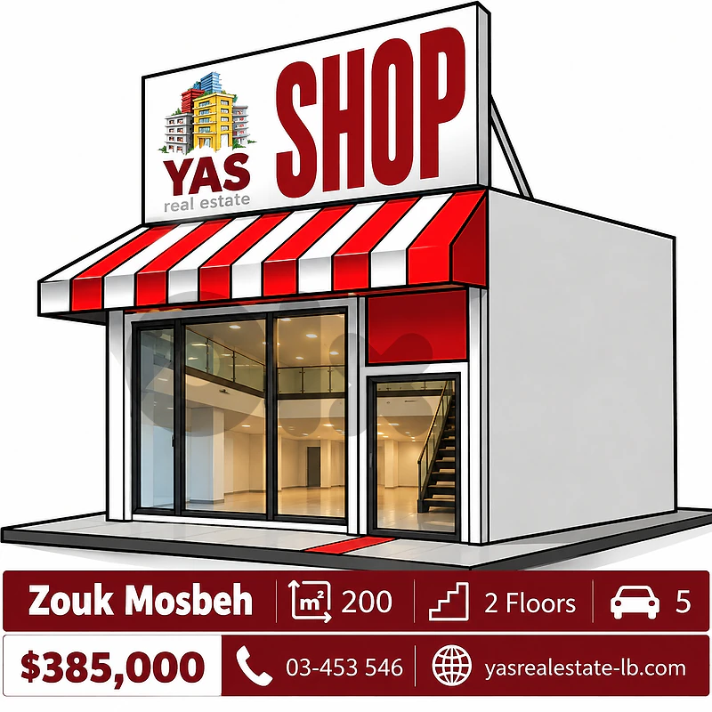 Zouk Mosbeh 200m2 Shop | Ultra Prime Location | 2 Floors | 5 Parking |