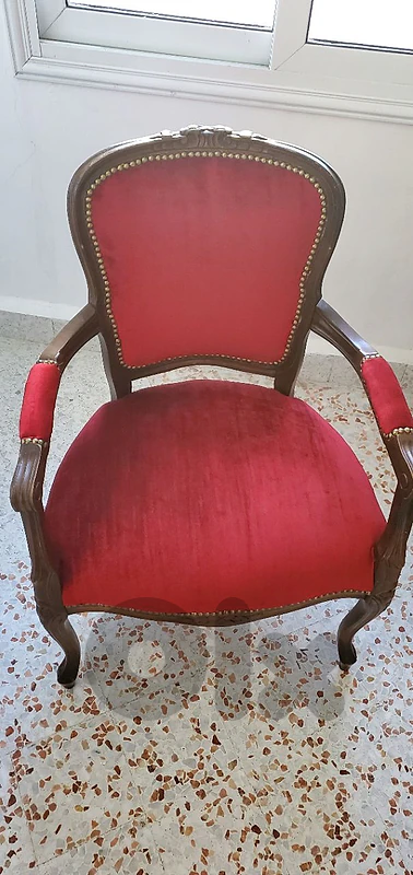 1 vintage armchair Louis XV red velvet color 1 vintage armchair Louis XV red velvet color