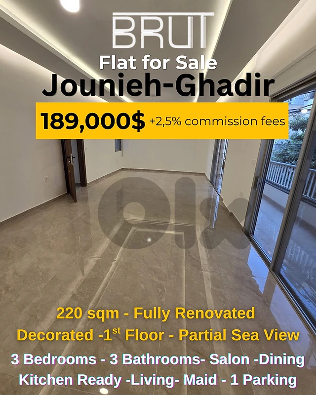 220 sqm Fully Renovated & Decorated Apartment for sale- Ghadir Jounieh