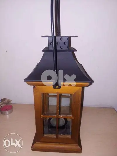 Wood glass metal small candles lantern 32*12 cm approx