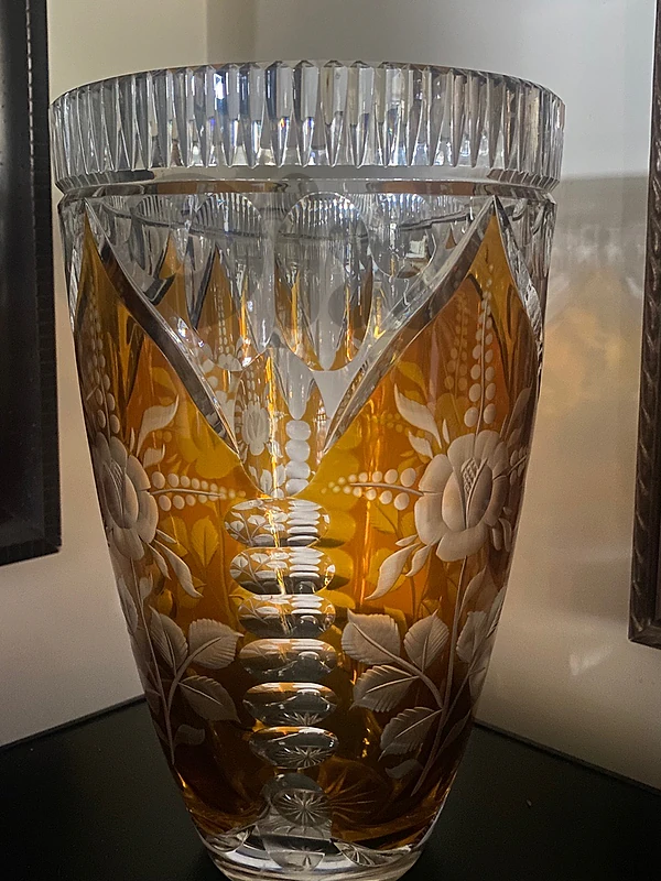 Antique mid century Bohemian cristal vase