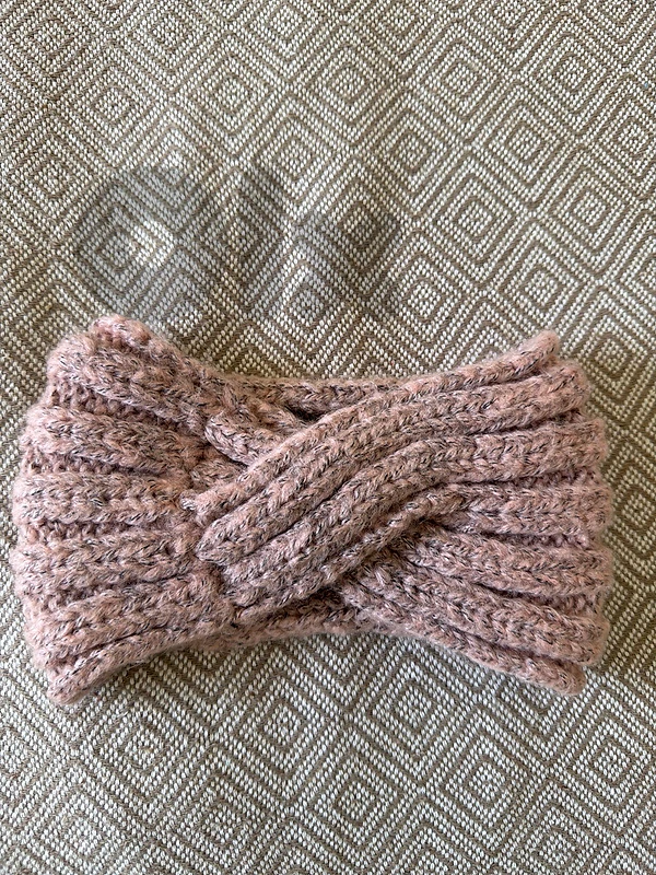 Cozy Dusty Pink Twisted Knit Headband