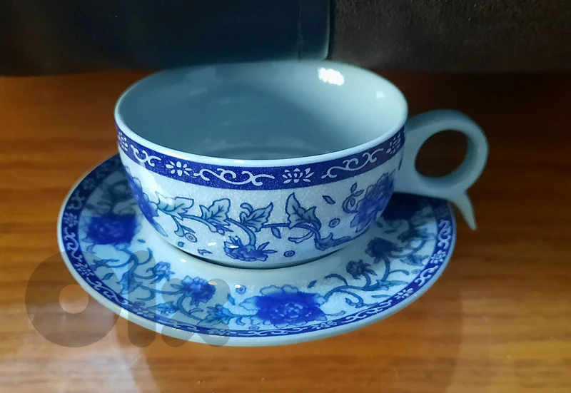 Coffee cups. Grey and blue color. 12 pieces فناجين قهوة