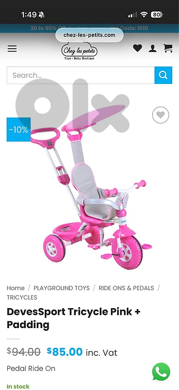 DevesSport Tricycle Pink + Padding