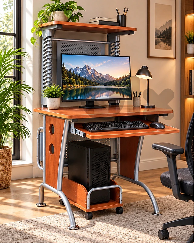 Computer Desk / PC Table with Keyboard Tray & CPU Stand
