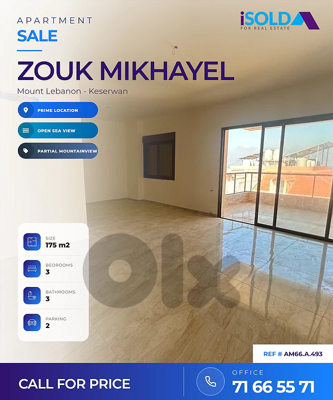 Apartment + Mountain&Seaview 4Sale in ZoukMkhayel - شقة للبيع