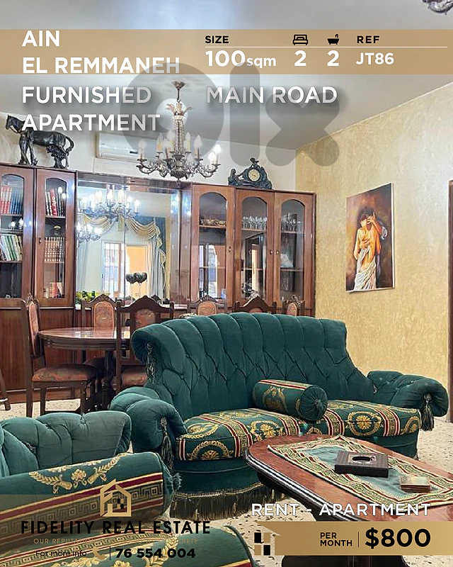 Apartment for rent in Ain El Remmaneh JT86 شقة  للإيجار في عين الرمانة