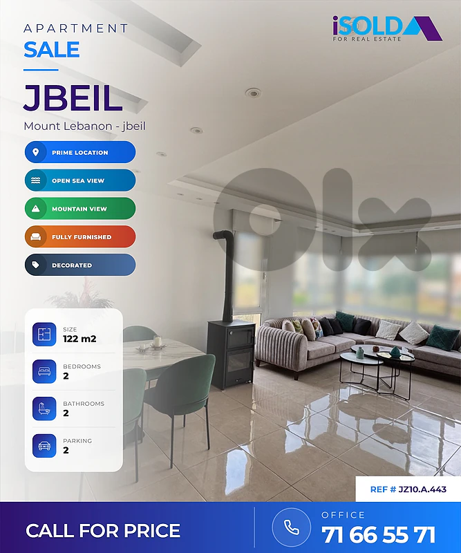 Furnished Apartment+Sea&Mountain view 4Sale in Jbeil-شقة للبيع في جبيل Furnished Apartment+Sea&Mountain view 4Sale in Jbeil-شقة للبيع في جبيل