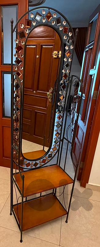 Mirror Stand with 2 Wood Shelves