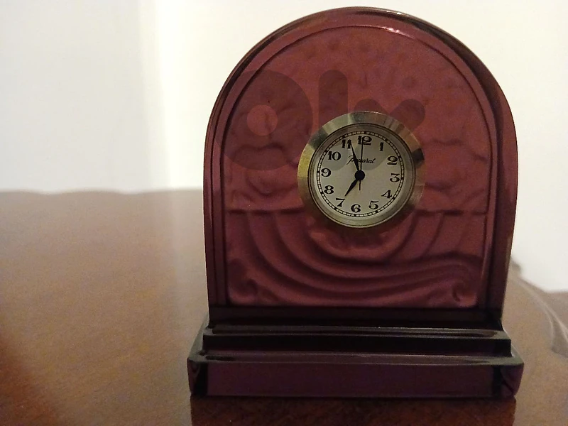 Original Baccarat France Crystal Desk Clock - Luxury Amber/Amethyst