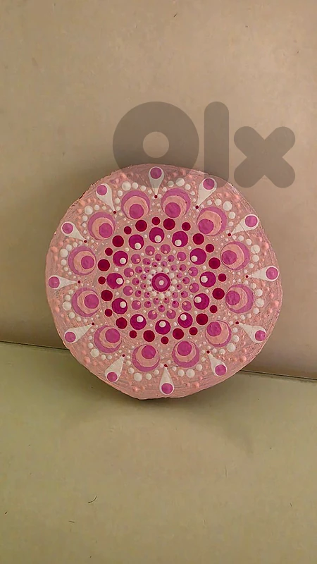 Handmade Dot Mandala Art on Natural Wood Slice