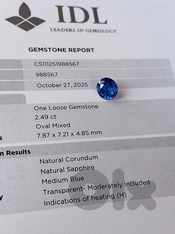 certified sapphire 2.49 ct