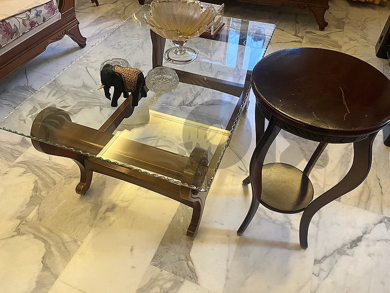Elegant Glass Coffee Table and Wooden Side Table – Very Good Condition