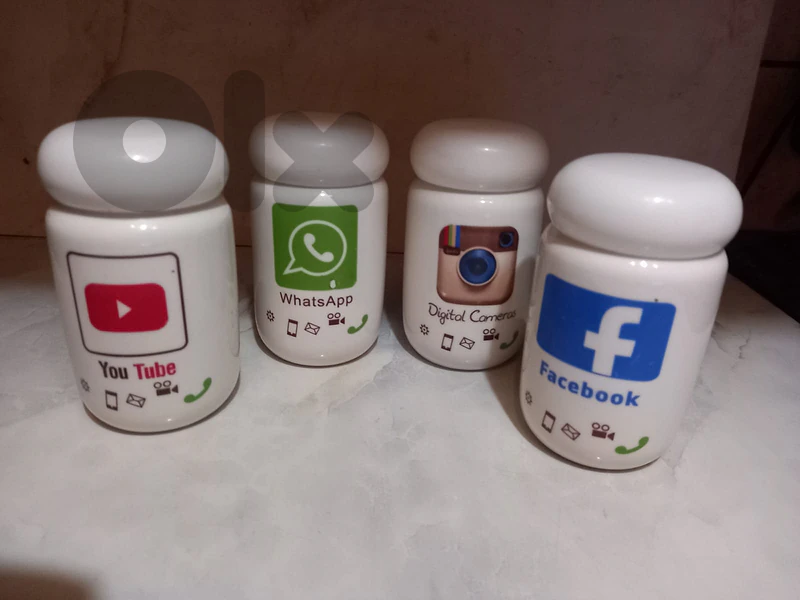 ceramic social media-themed jar