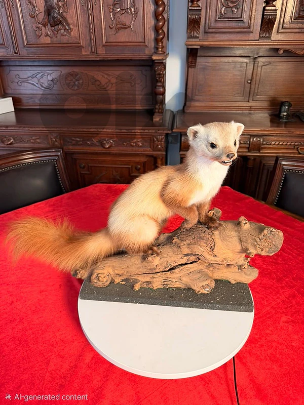 Vintage Beech Marten / Weasel Taxidermy Mount on Natural Driftwood