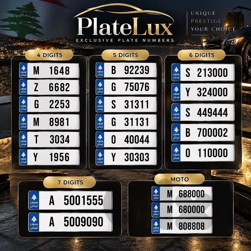 4/5/6/7 digits car plates+ moto