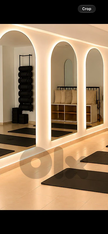 3 mirrors with led  + 10 yoga mat & 10 yoga bricks brand primal