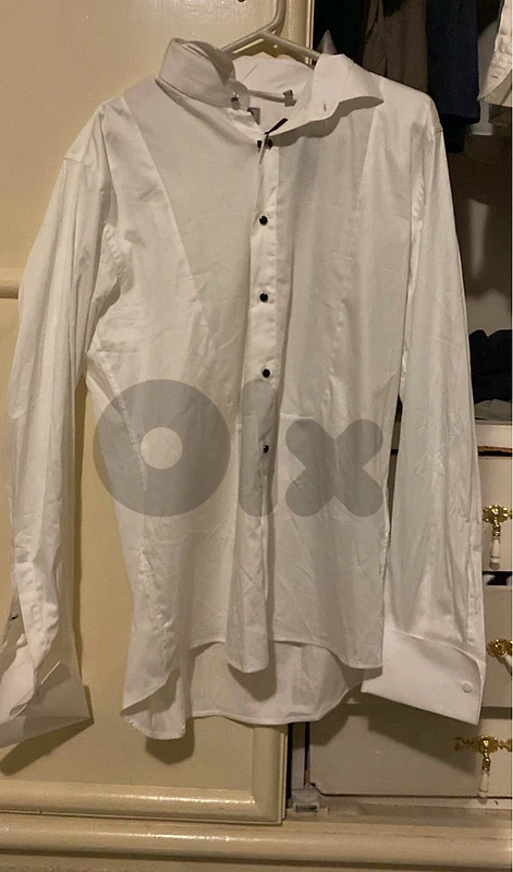 Moustache Tuxedo Shirt with Black Buttons