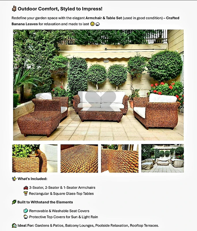 Garden Banana Leaves Armchair Set.