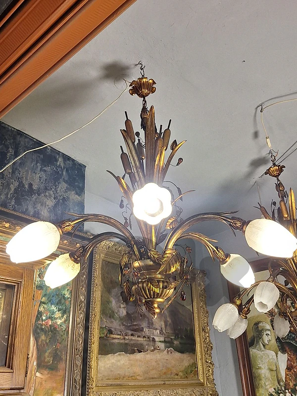 antique flower shaped  6 lamps chandelier