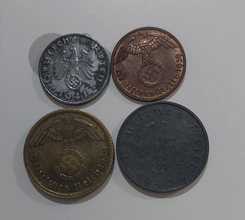 set  of four German Nazi Coins era of Hitler in WW II