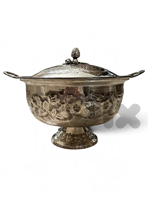 SILVER PLATED BIG PEDESTAL POT (VINTAGE)