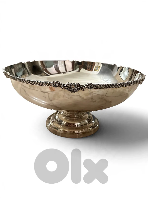 SILVER PLATED MEGA BIG PEDESTAL BOWL - HABIS