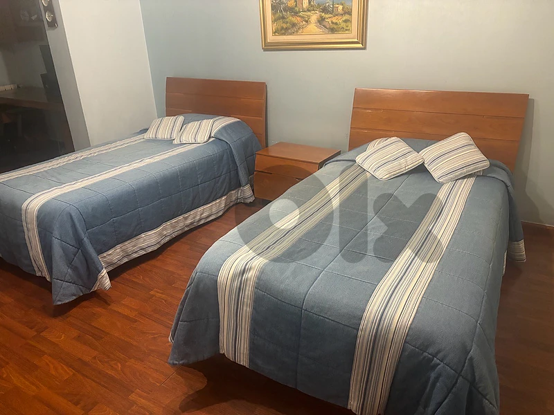 Sleep Comfort Cherry Wood Bedroom Set + Desk, Sofa & Bronze Chandelier