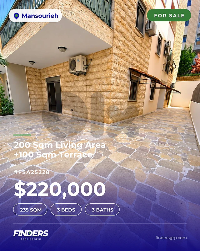 Apartment for sale in Mansourieh! شقة للبيع في المنصورية!