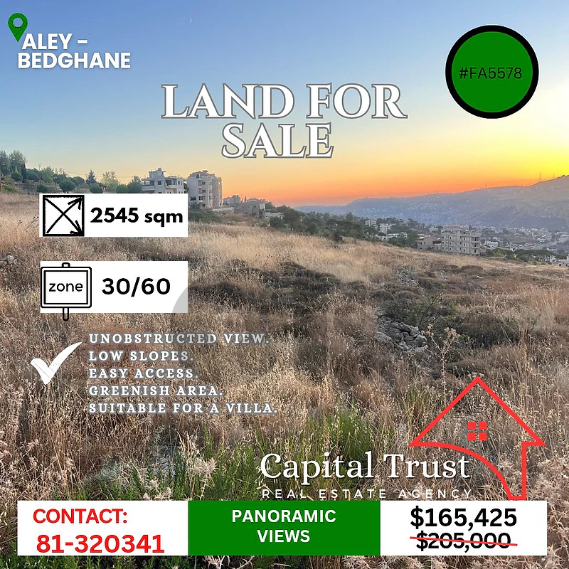 Land For Sale In Aley Bedghane أرض للبيع في عاليه بدغان