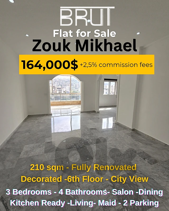 210 sqm Renovated Apartment for sale in Zouk Mikael