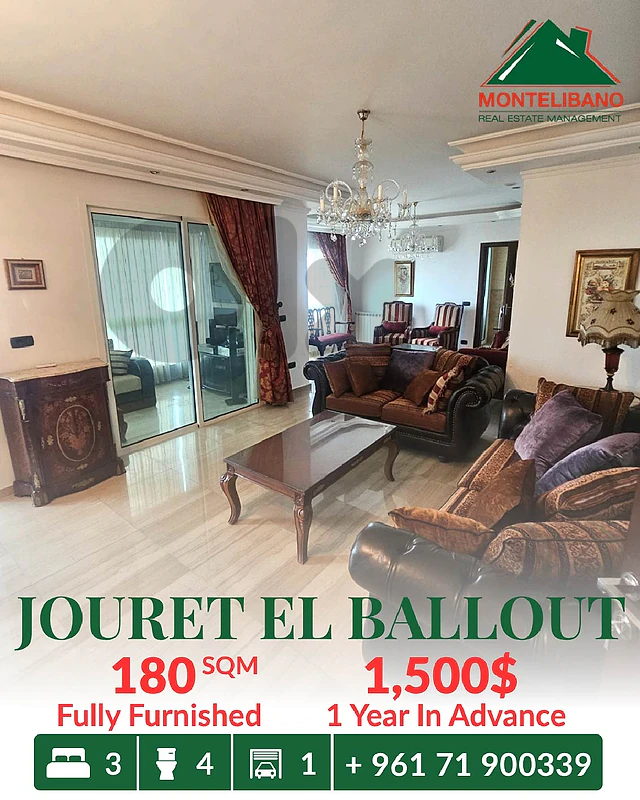 180 sqm Apartment For Rent in Jouret El Ballout جورة البلوط