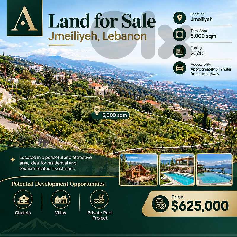 Land for Sale in Jmeiliyeh, Lebanon – 5,000 sqm | $625,000