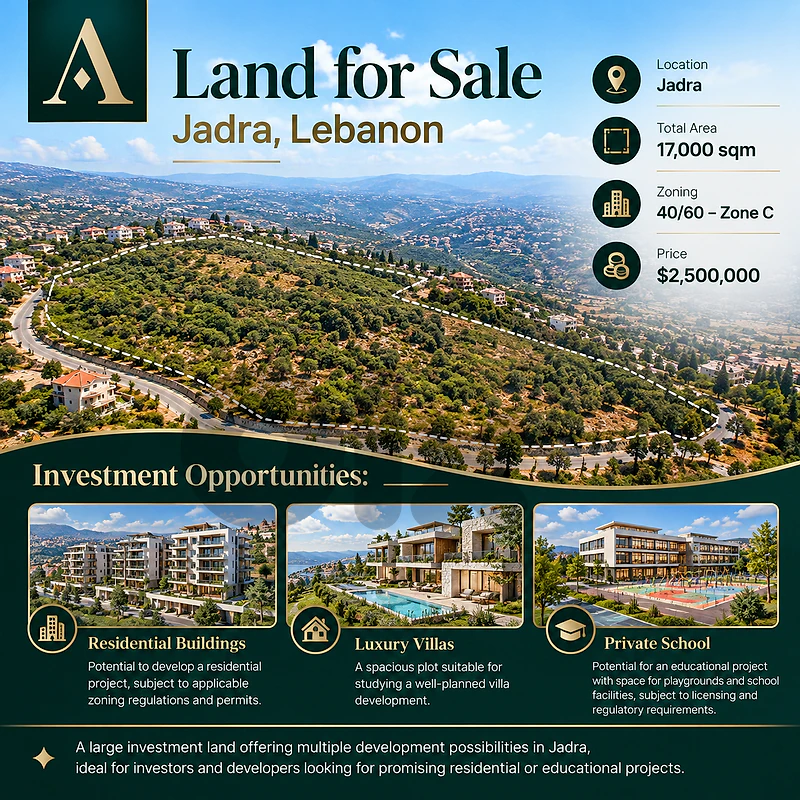 Land for Sale in Jadra, Lebanon – 17,000 sqm | $2,500,000