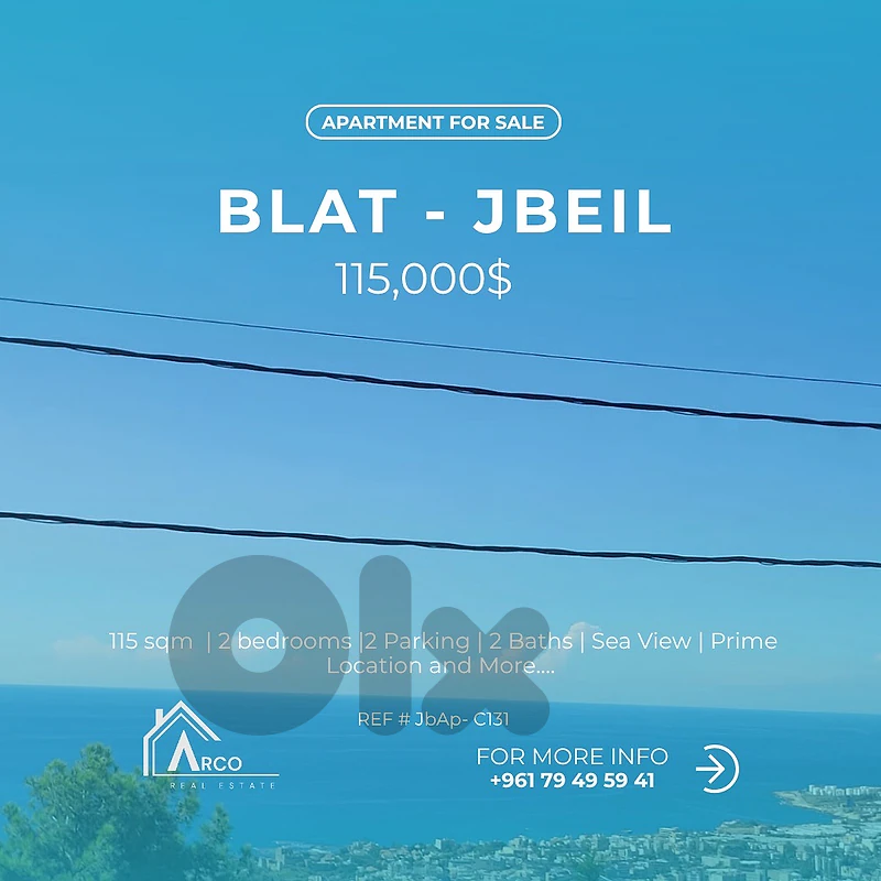 Catchy Apartment for Sale In Blat Jbeil Open sea view
