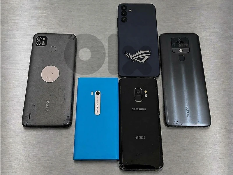 5 Used Smartphones (Samsung, Nokia, Tecno)