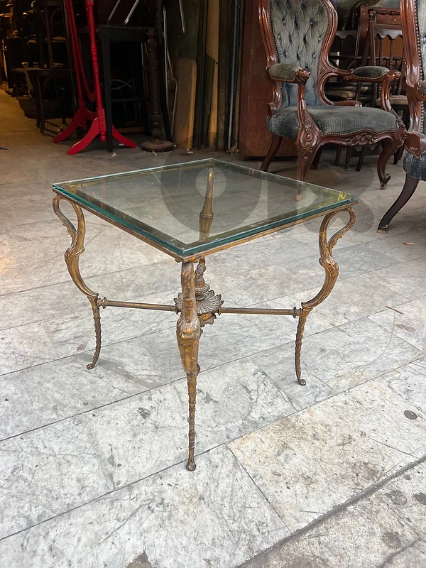 Vintage Antique solid brass and glass coffe table salon 200$