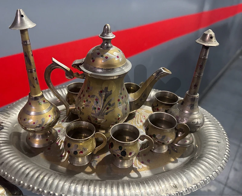 vintage turkish brass coffee set