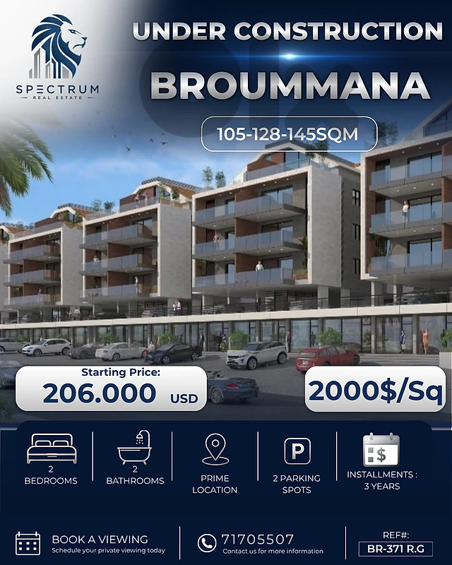 UNDER CONSTRUCTION | BROUMMANA | 2000$/Sq | 3 YEARS P.F, (BR-371) R.G