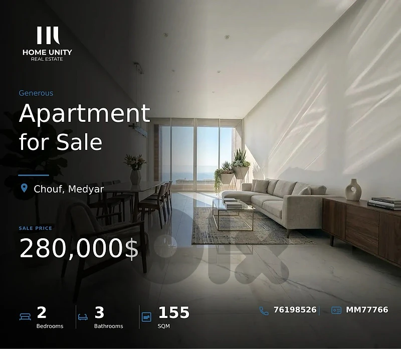 2-bedrooms Apartment for Sale , located in Medyar ,Chouf