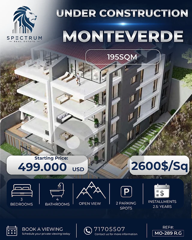 UNDER CONSTRUCTION | MONTEVERDE | 2.5 YEARS P.F | 3 BEDS , (MO-289) RG