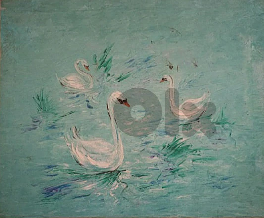 Old Swans (Les cygnes) painting