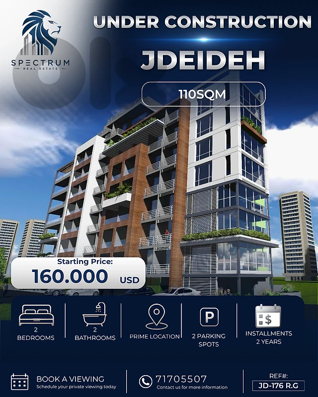 UNDER CONSTRUCTION | 2 YEARS P.F | JDEIDEH PRIME, (JD-176)