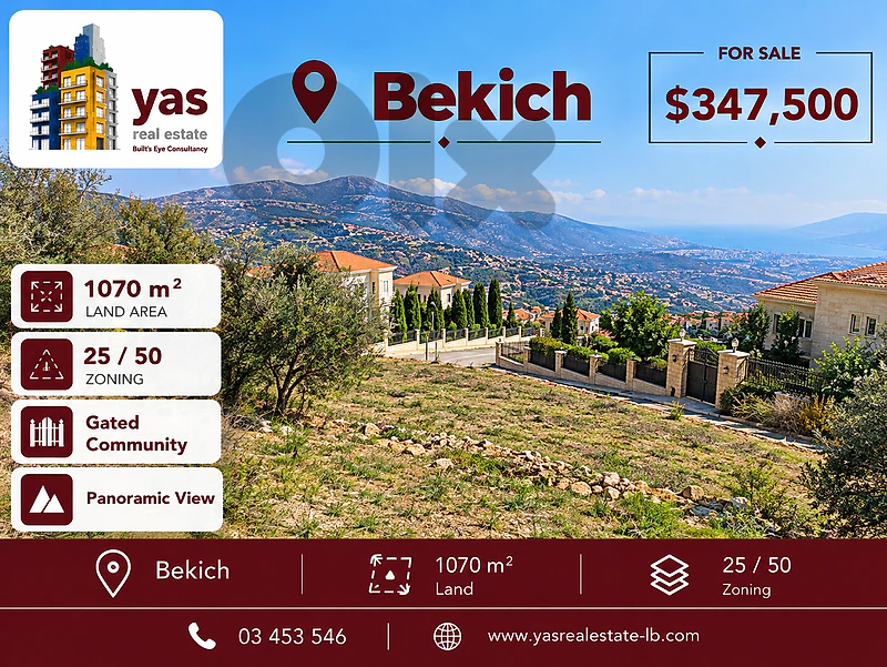 Bekich 1070m2 Land | 25 / 50 | Gated Community | Open View | HN