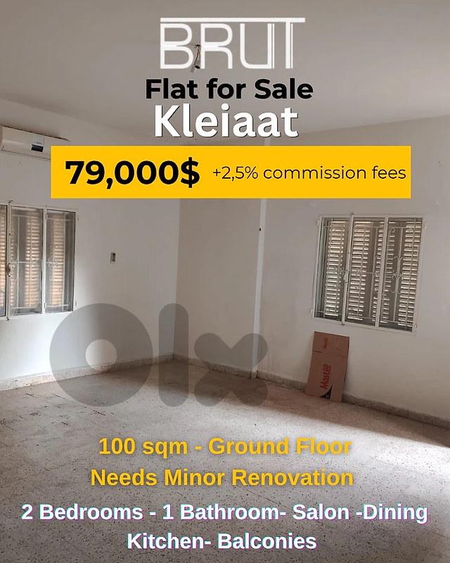 100 sqm apartment for sale in Kleiaat Keserwan