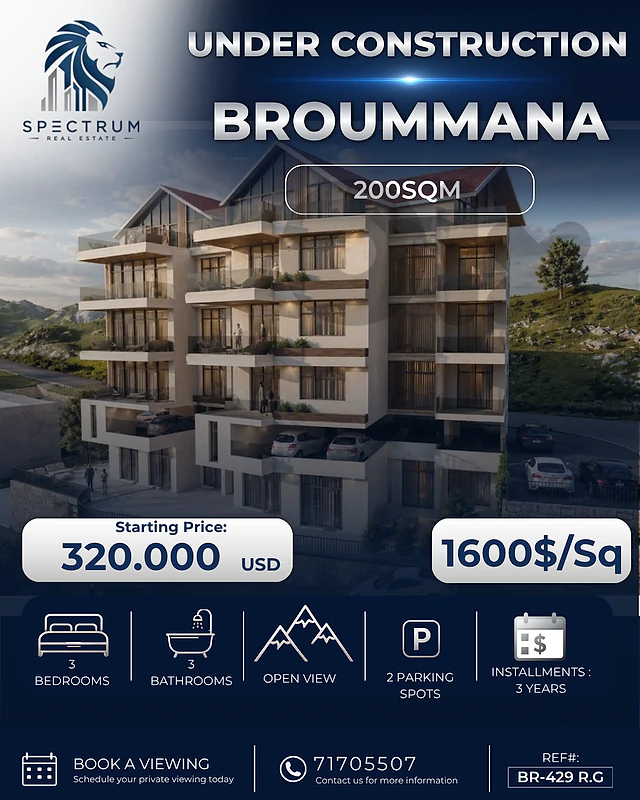 UNDER CONSTRUCTION | BROUMMANA | OPEN VIEW | 3 BEDS, (BR-429) R.G