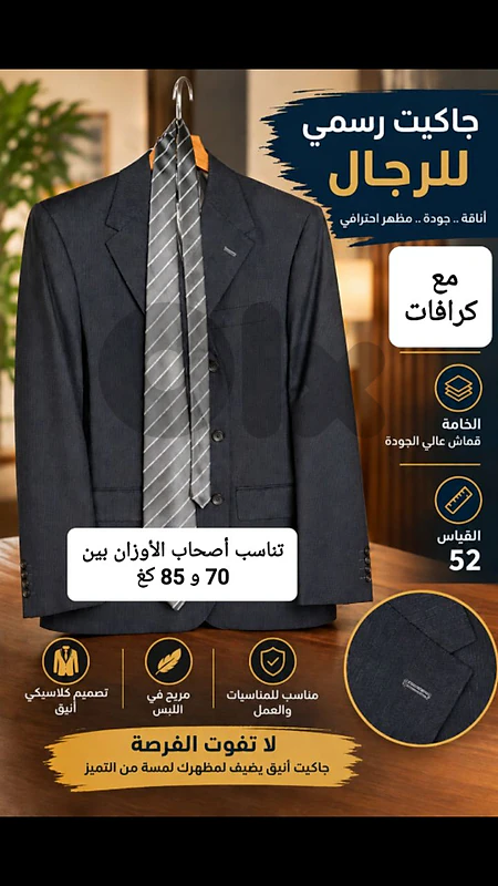 جاكيت رسمي قياس 52 بسعر 40$