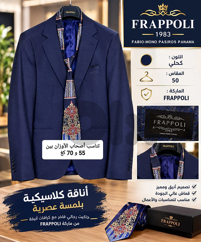 جاكيت رسمي ماركة FRAPPOLI قياس 50 بسعر 40$ صناعة تركية