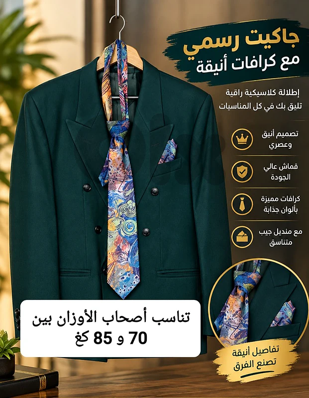 جاكيت رسمي  مع كرافات أنيقة   قياس L    السعر 30$
