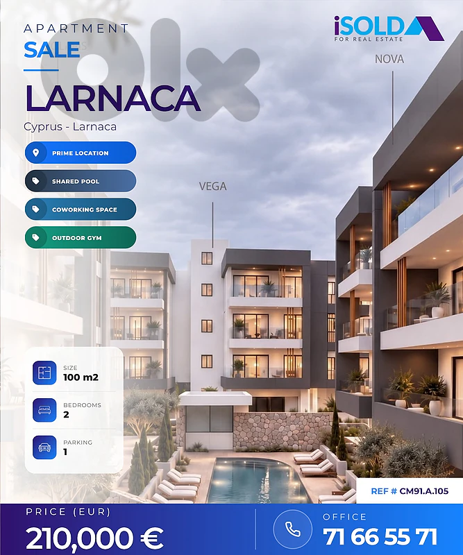 Apartment + Pool + Gym for Sale in Larnaca